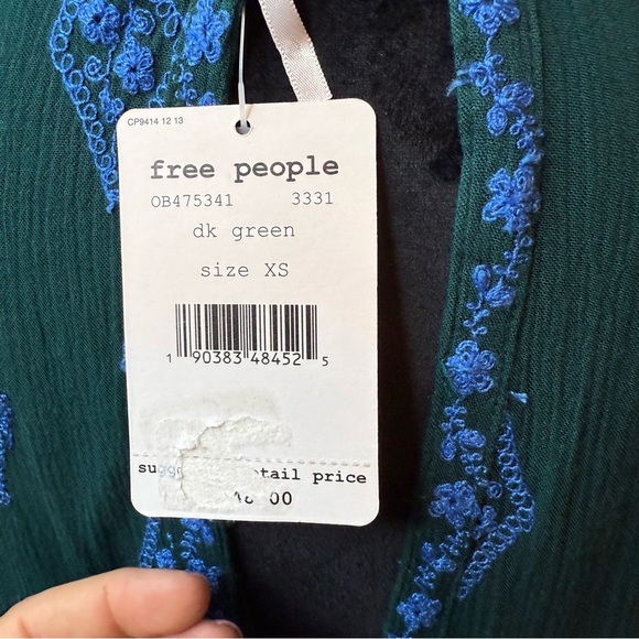 Free People | Diamond Teal and Blue Embroidered Tunic | Sz XS - Picture 8 of 11